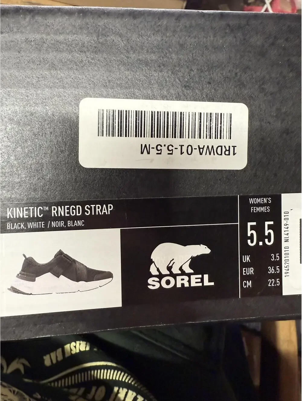 Sorel Kinetic RNEGD Strap Women's Sport Shoes Size 5.5 Black White